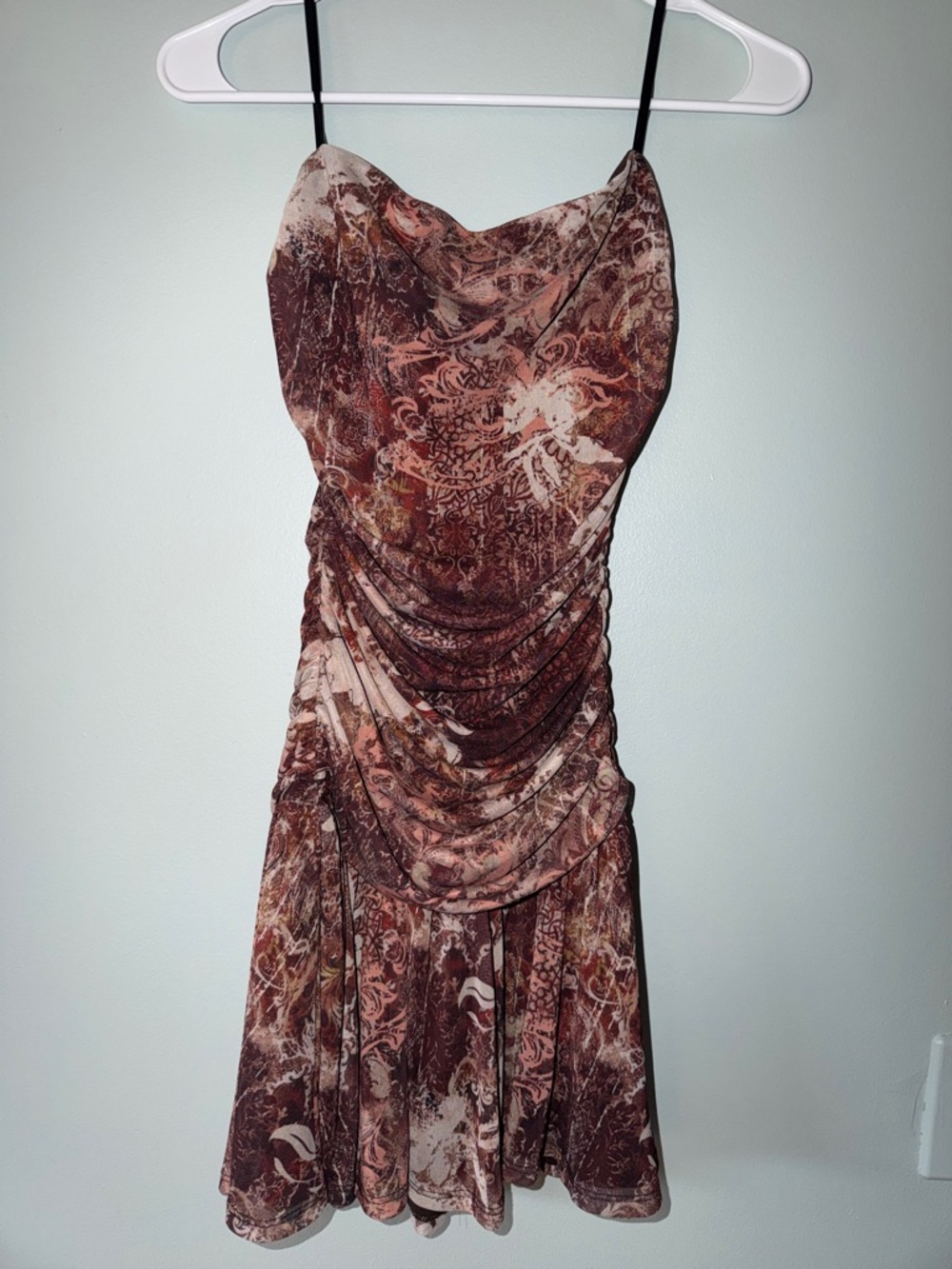 Windsor Brown & Cream Paisley Cowl Neck Mini Dress